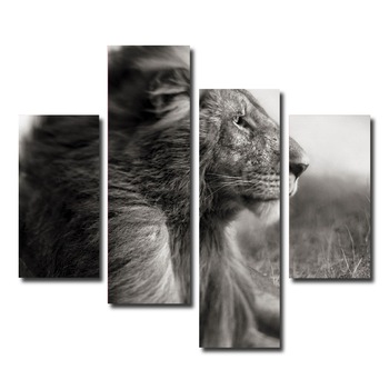 Tablou monochrome lion , 4 Piese, 90 x 120cm Tablou monochrome lion , 4 Piese, 90 x 120cm