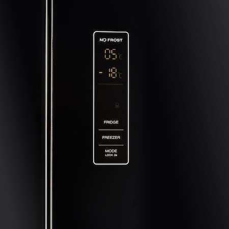 Combina frigorifica French Door Heinner HCFD-H300GBKA+, 300 l, Full No Frost, Clasa A+, Display Touch, H 186 cm, Sticla neagra