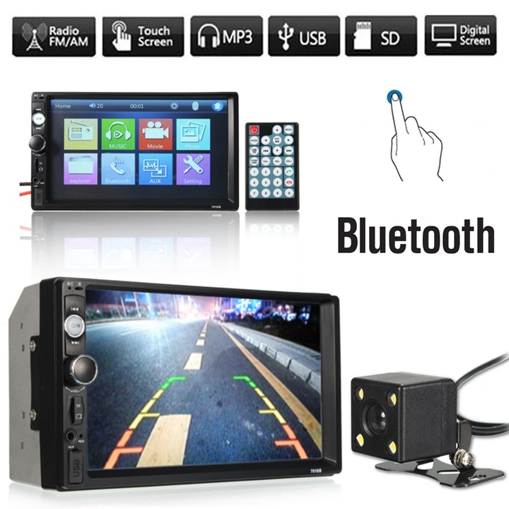 Мултимедия ZAPIN 7010B 2DIN, Bluetooth V2.0 Автомобилен аудио видео, MP5 плейър + камера бонус