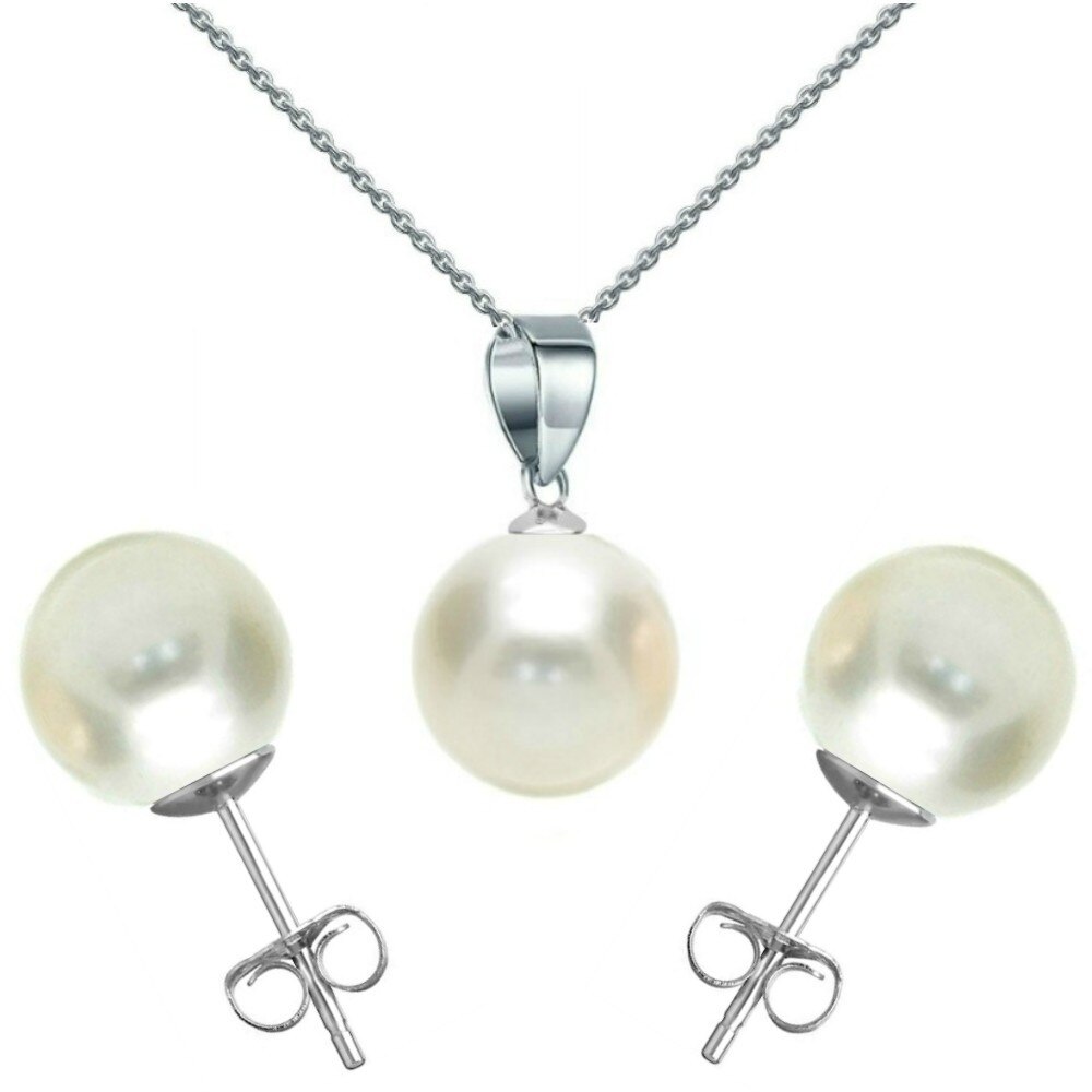 Set Aur Alb 14 karate cu Perle Naturale Premium Albe