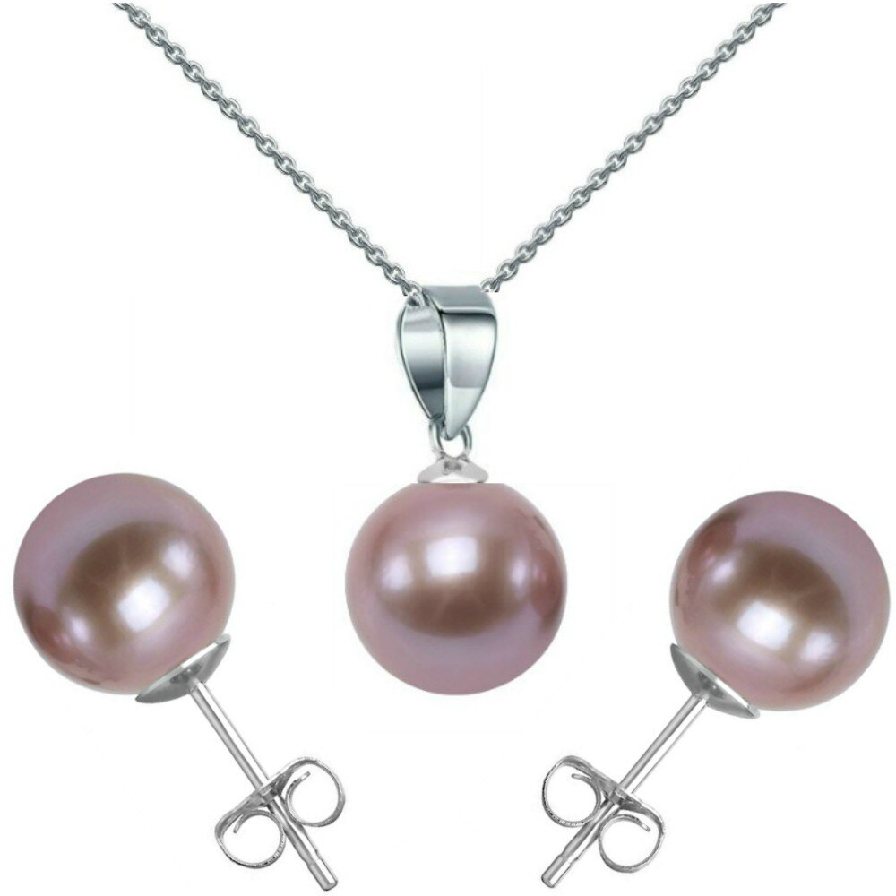 Set Aur Alb 14 karate cu Perle Naturale Premium Lavanda