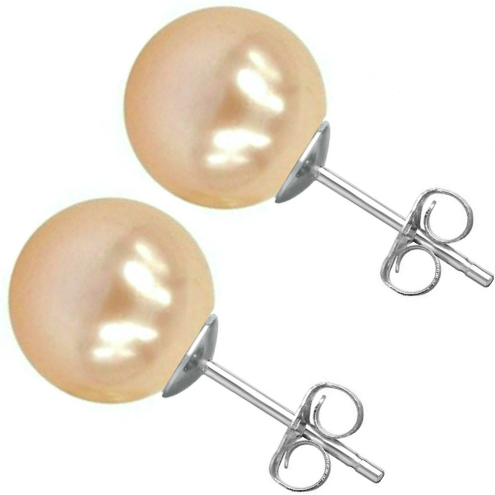 Cercei de Aur Alb cu Perle Premium Crem