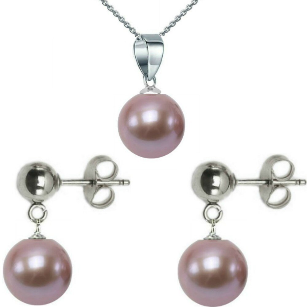 Set Aur Alb de 14 karate cu Perle Naturale Premium Lavanda