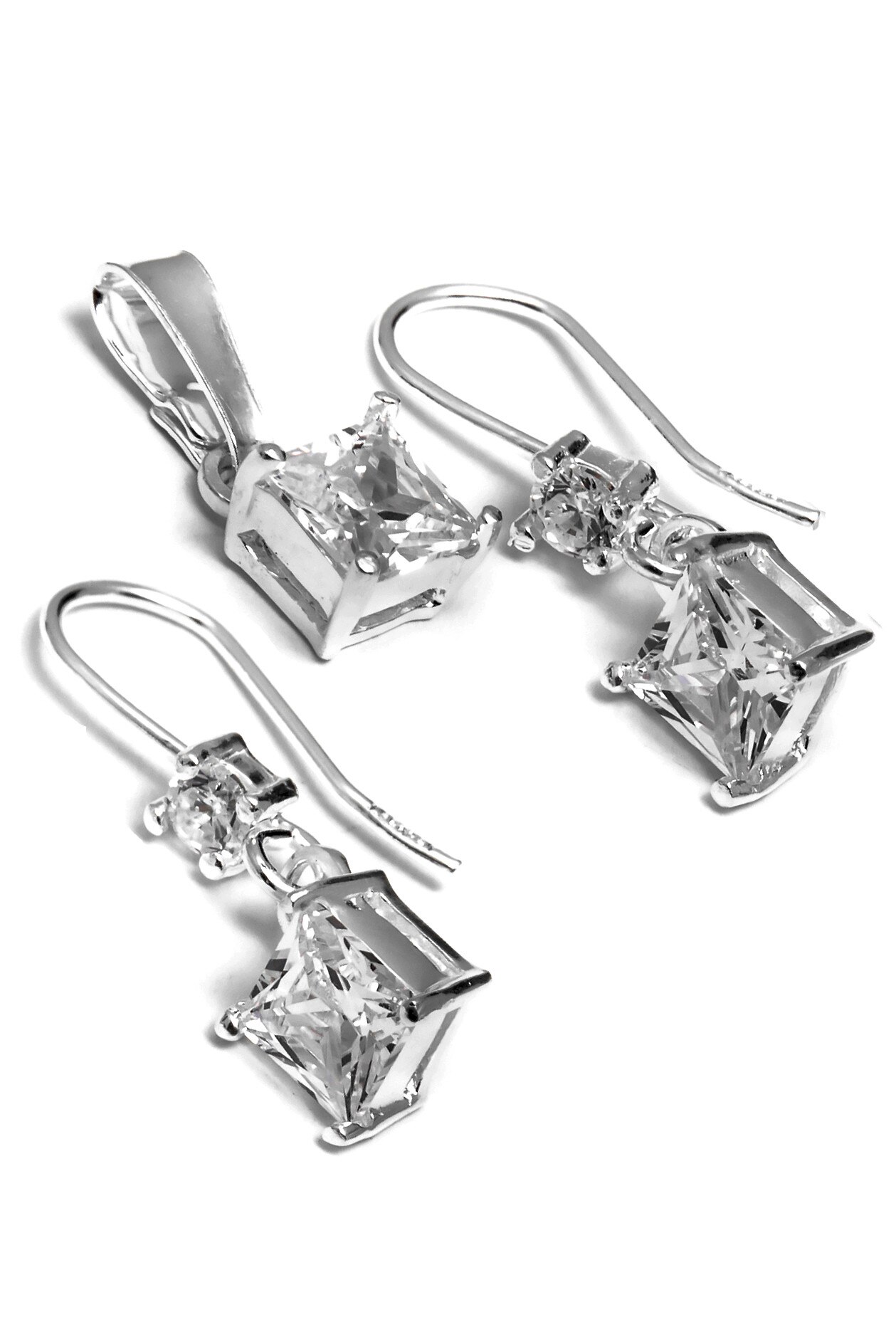 Set din argint 925,Eurosilver,cu zirconiu rotund de 8mm,alb