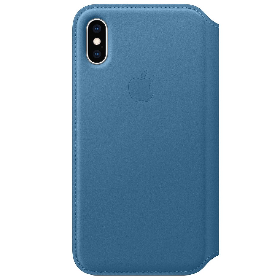 Husa de protectie Apple Folio pentru iPhone XS, Piele, Cape Cod Blue