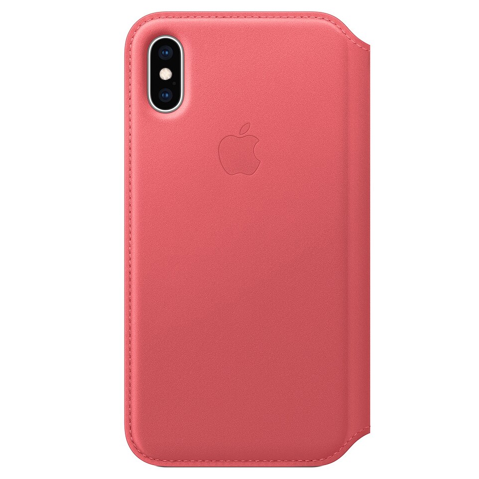 Husa de protectie Apple Folio pentru iPhone XS, Piele, Peony Pink