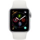 Apple Watch 4, GPS, Carcasa Silver Aluminium 40mm, White Sport Band