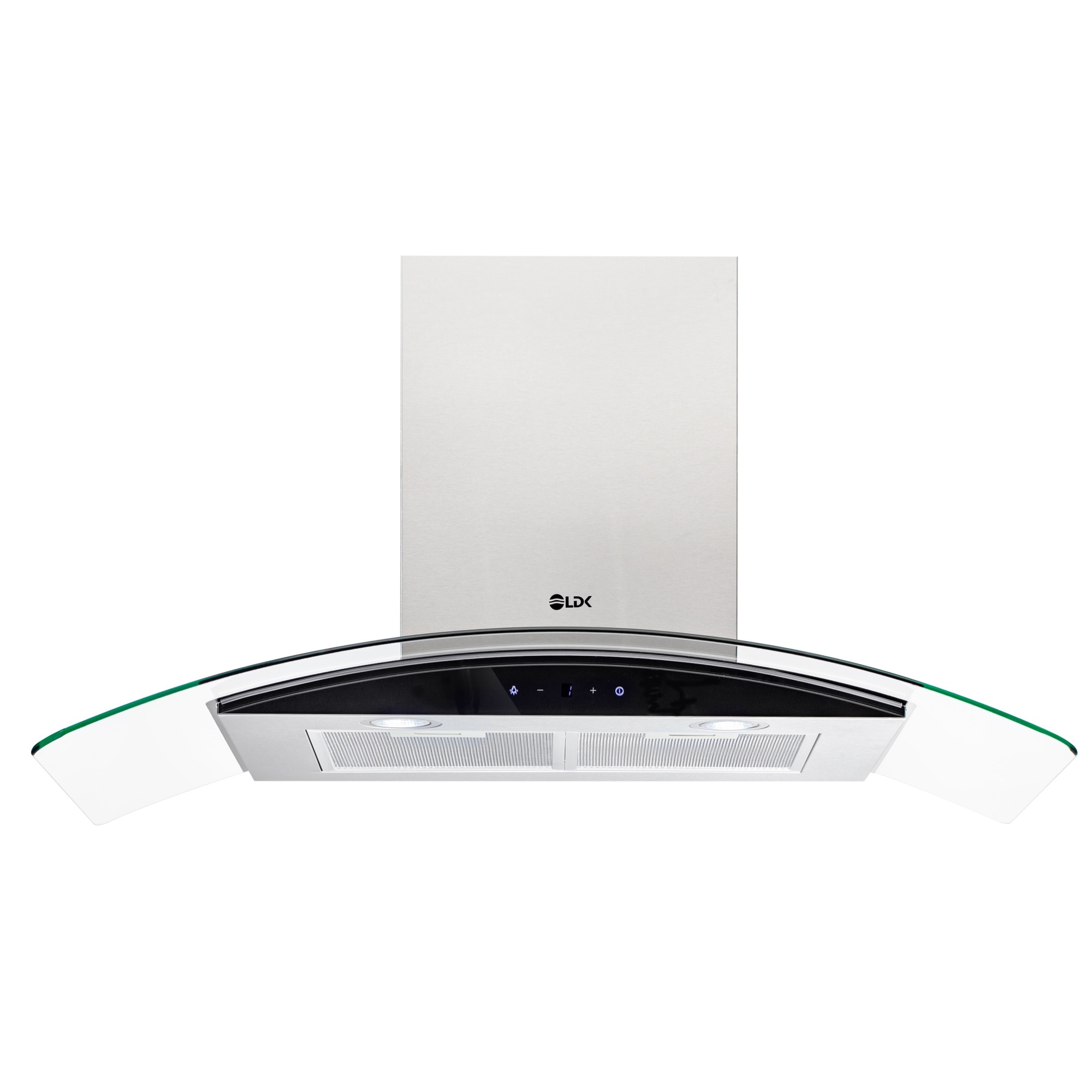 Hota LDK E90 TCH BK CH, Putere de absorbtie 600 mc/h, 1 motor, Filtru aluminiu, Sticla, Argintiu/Negru