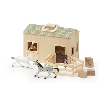 Ferma cai, lemn, 4 figurine incluse, Melissa and Doug Ferma cai, lemn, 4 figurine incluse, Melissa and Doug