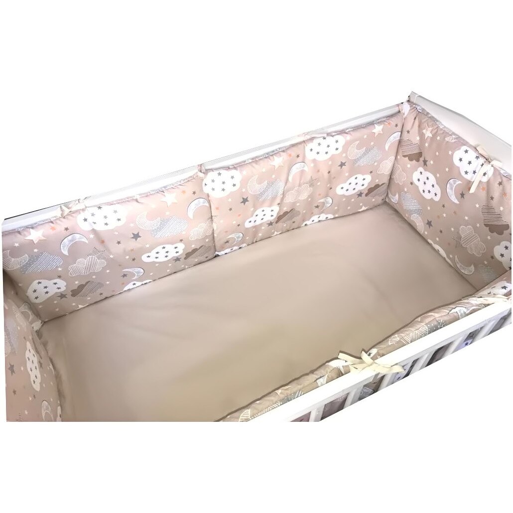 Aparatori laterale protectii laterale pat pufoase 140x70 cm h35cm Deseda Norisori cu luna bej