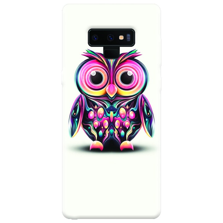 Силиконов калъф за Samsung Galaxy Note 9, цветна илюстрация на бухал
