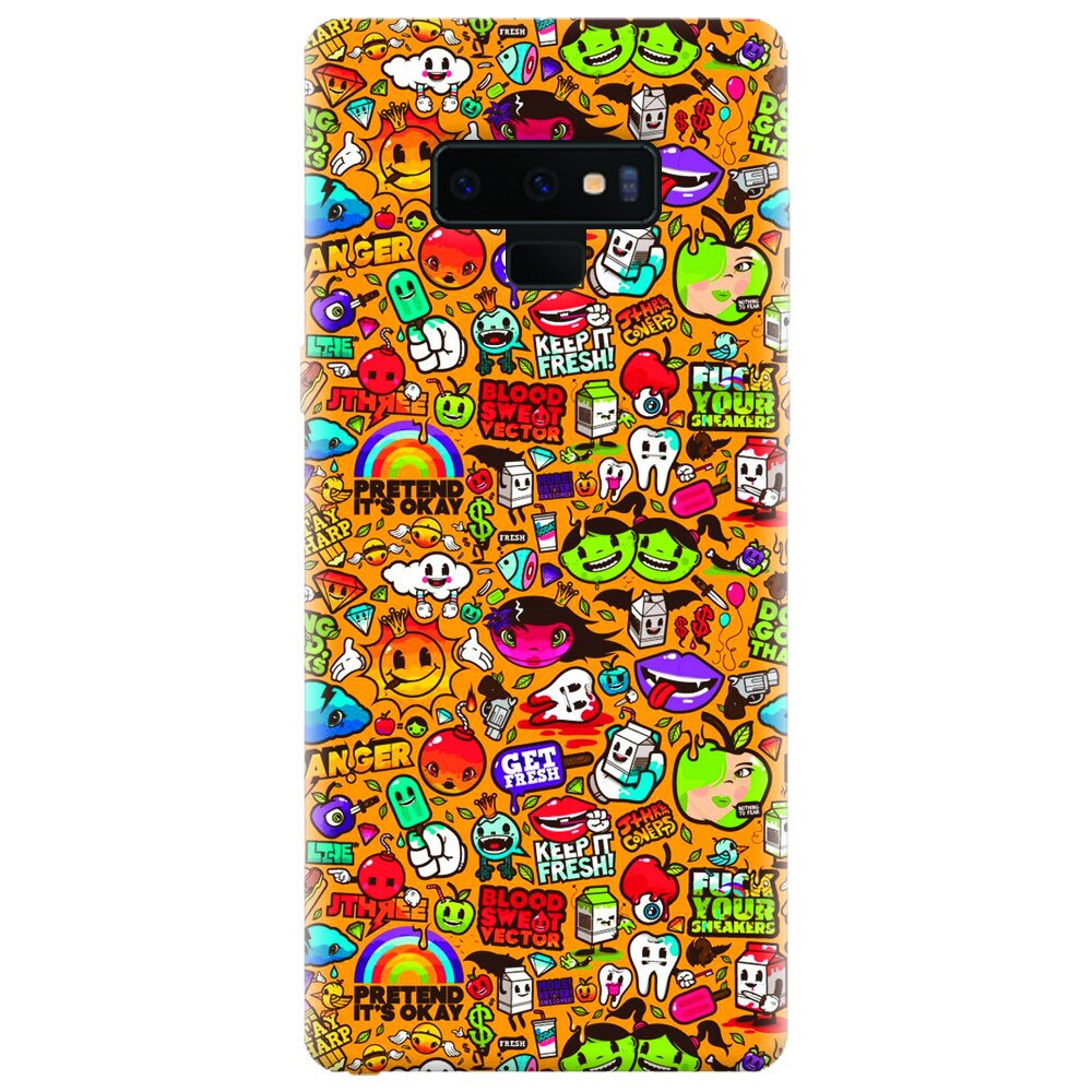 Husa silicon pentru Samsung Galaxy Note 9, Colorful Sticker Illustrations
