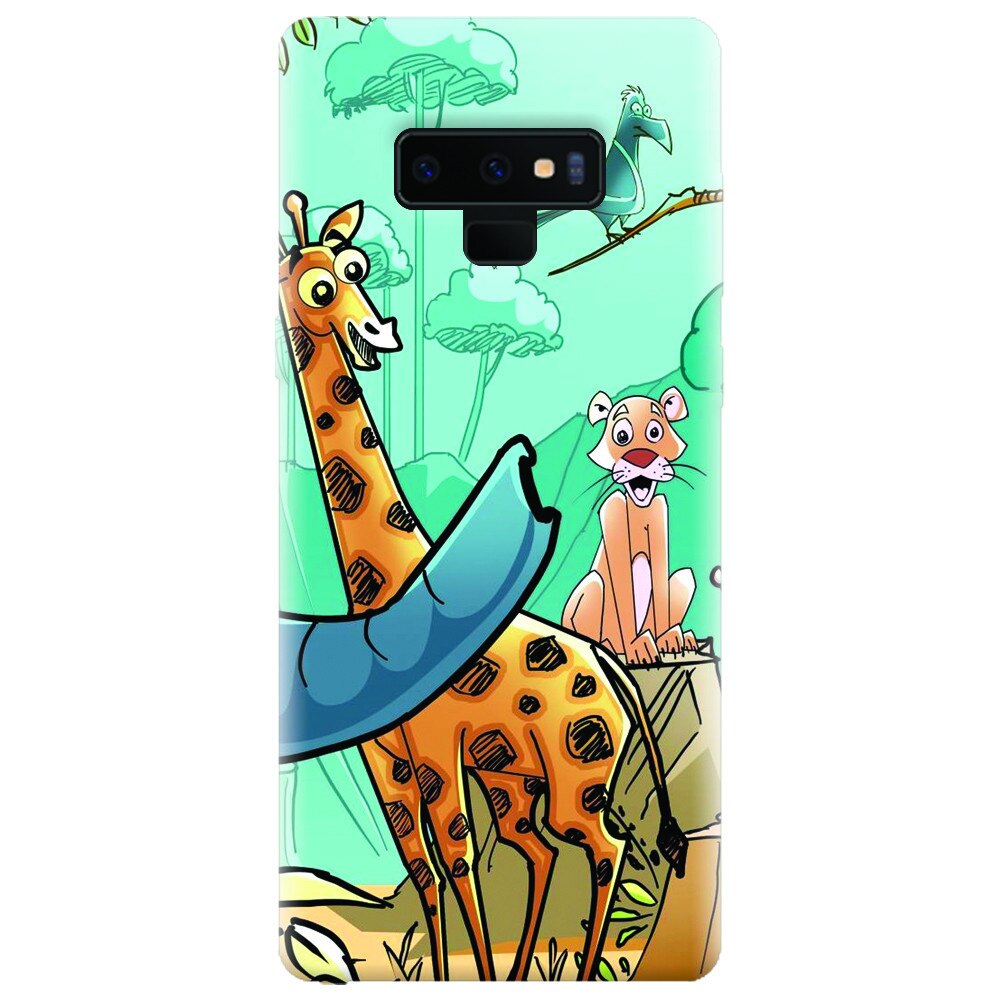 Husa silicon pentru Samsung Galaxy Note 9, Children Drawings Elephants Giraffes Lions
