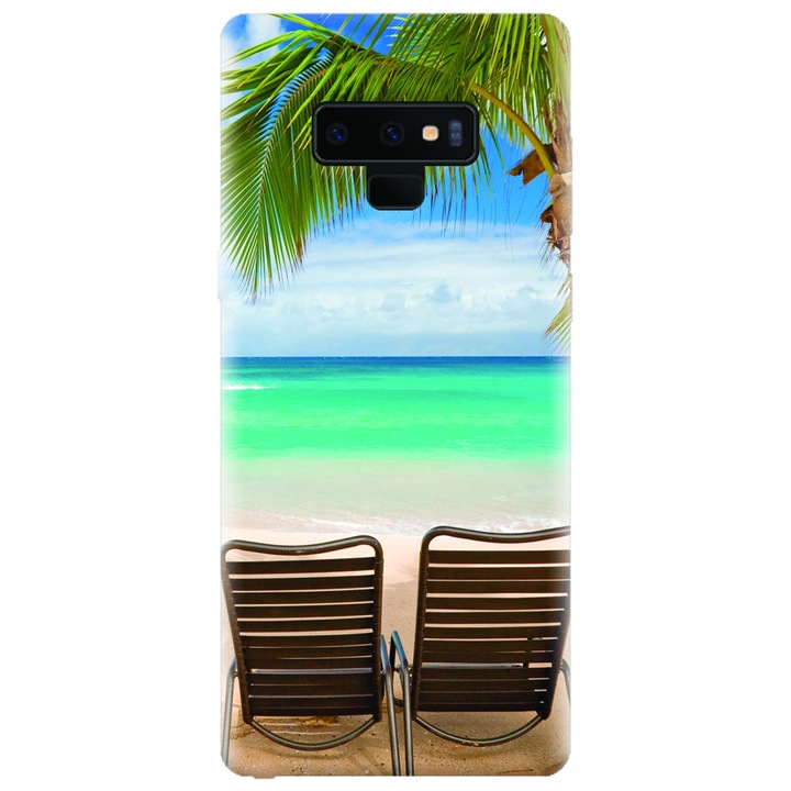 Szilikon tok Samsung Galaxy Note 9, Beach Chairs Palm Tree Seaside telefonhoz