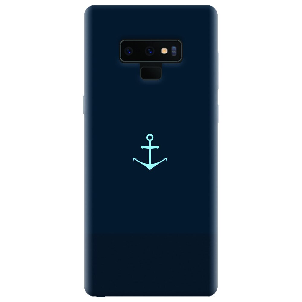 Husa silicon pentru Samsung Galaxy Note 9, Blue Navy Anchor Illustration Flat