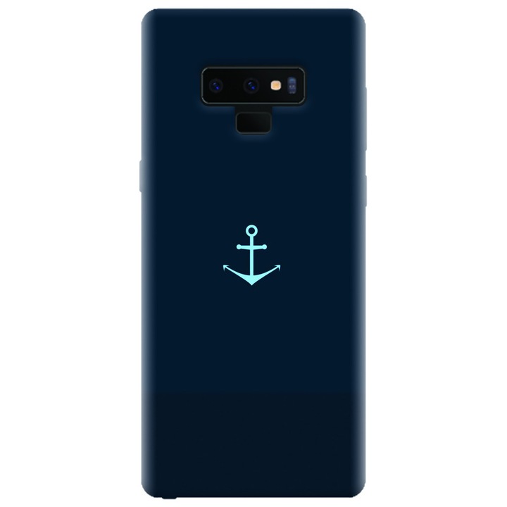 Szilikon tok Samsung Galaxy Note 9 telefonhoz, kék sötétkék horgonyos illusztráció lapos