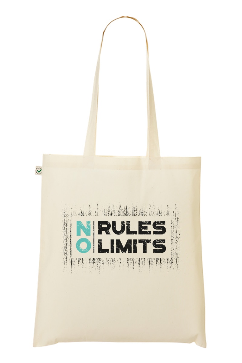 Geanta Tote bag, MADMAN, NO rules limits, natur
