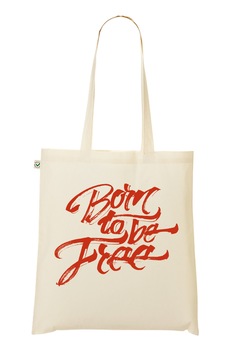 Geanta Tote bag, MADMAN, Born to be Free, natur Geanta Tote bag, MADMAN, Born to be Free, natur