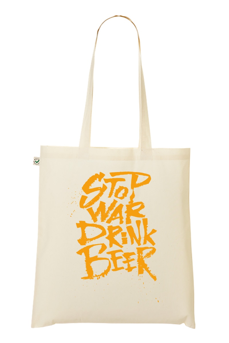 Geanta Tote bag, MADMAN, Beer not War, natur