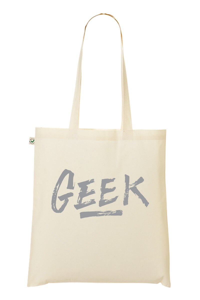 Geanta Tote bag, MADMAN, GEEK, natur