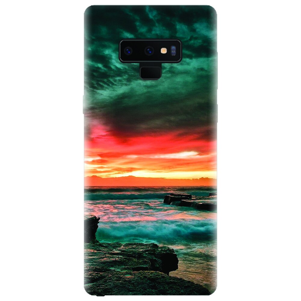 Husa silicon pentru Samsung Galaxy Note 9, Dramatic Rocky Beach Shore Sunset