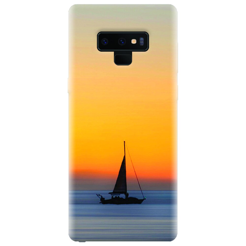 Husa silicon pentru Samsung Galaxy Note 9, Wind Sail Boat Ocean Sunset