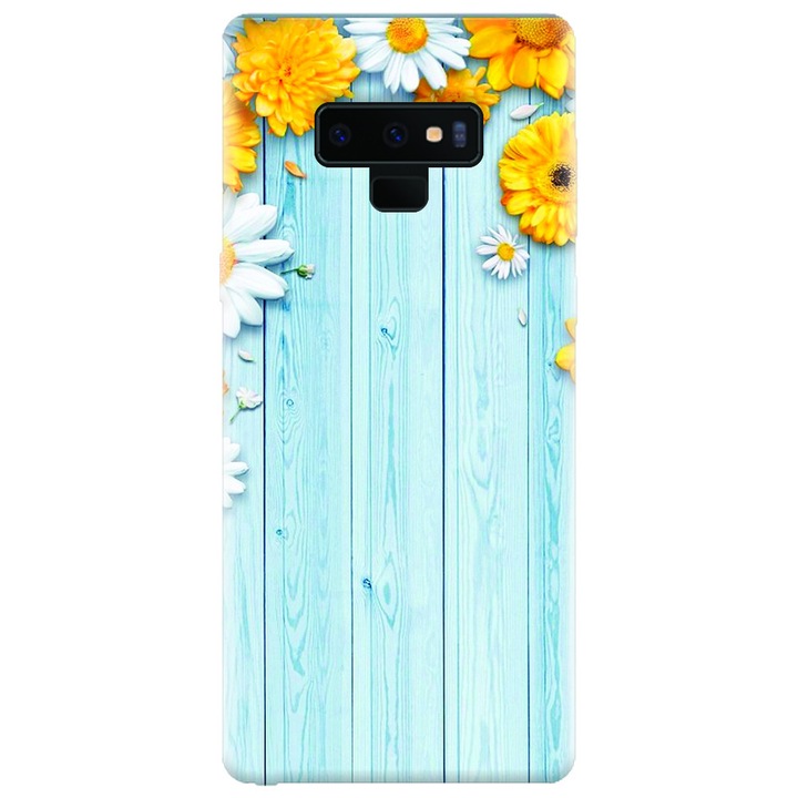 Силиконов калъф за Samsung Galaxy Note 9, Sunflower On Blue Wood