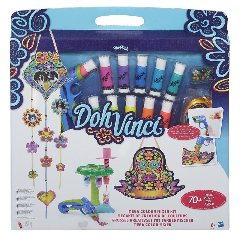 Set Color Mix Doh Vinci Hasbro B2344, Plastic, 10 tuburi, Multicolor, 6 ani+