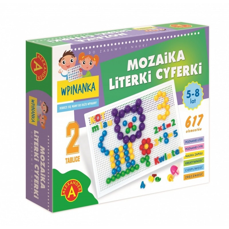 Set de artizanat Alexander, Mozaic - Scrisori si numere, 3-8 ani +, Multicolor