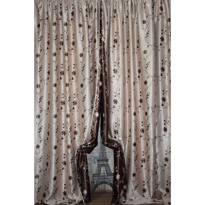 Комплект 2 тъмни завеси MASTEL 2 броя по 175x245 см, бежово-кафяв, B1