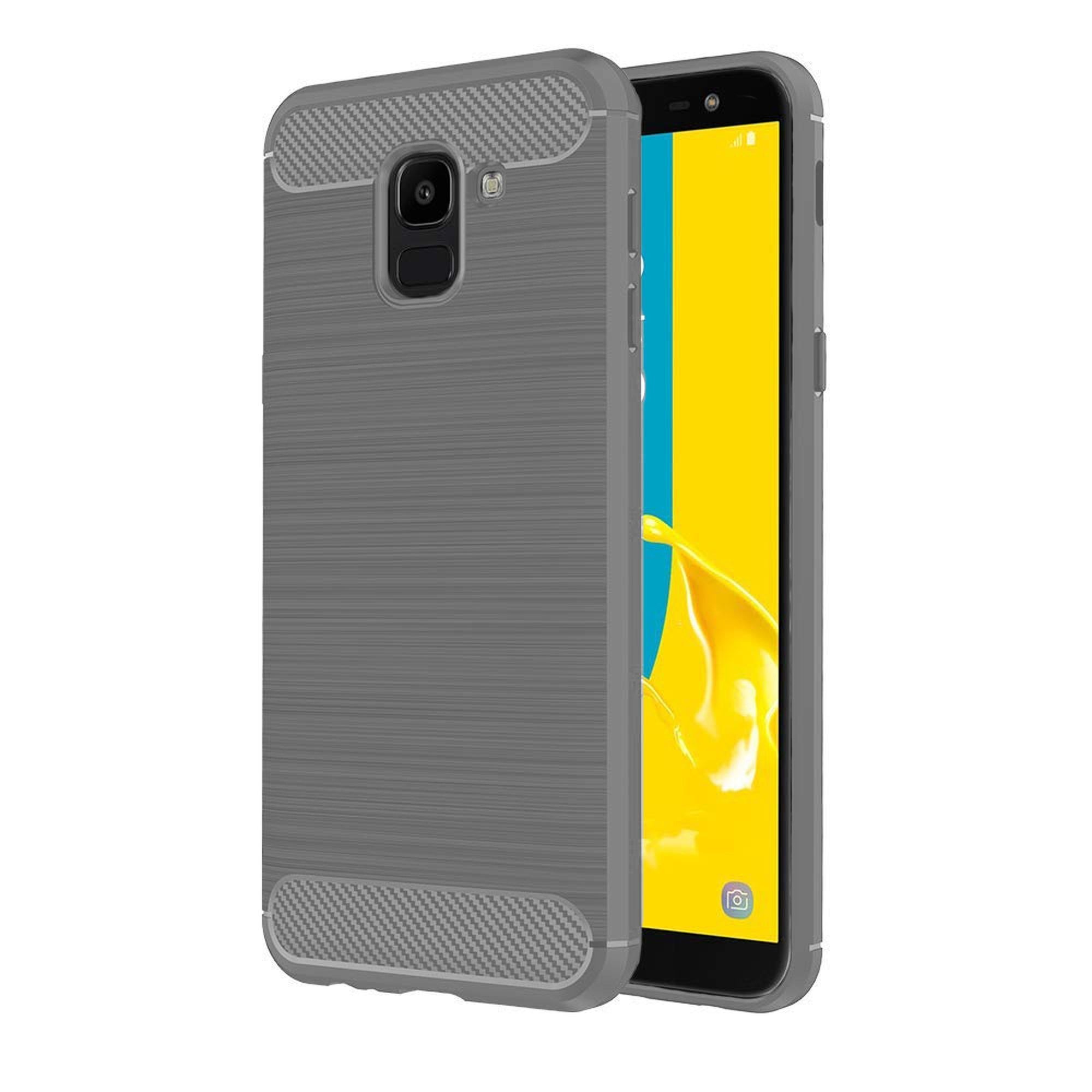 Husa Samsung Galaxy J6 (2018) - Tpu Carbon Fibre Brushed - gri