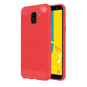 Husa Samsung Galaxy J6 (2018) - Tpu Carbon Fibre Brushed - rosu Husa Samsung Galaxy J6 (2018) - Tpu Carbon Fibre Brushed - rosu