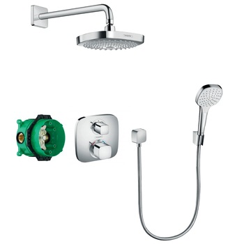 Sistem de dus incastrat termostatat Hansgrohe Design Croma Select E Ecostat E, QuickClean, cu 2 consumatori Sistem de dus incastrat termostatat Hansgrohe Design Croma Select E Ecostat E, QuickClean, cu 2 consumatori