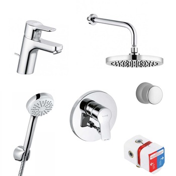 Sistem de dus incastrat Kludi Pure&Easy A-QA Eco 200, cu 2 consumatori, baterie lavoar inclusa Sistem de dus incastrat Kludi Pure&Easy A-QA Eco 200, cu 2 consumatori, baterie lavoar inclusa