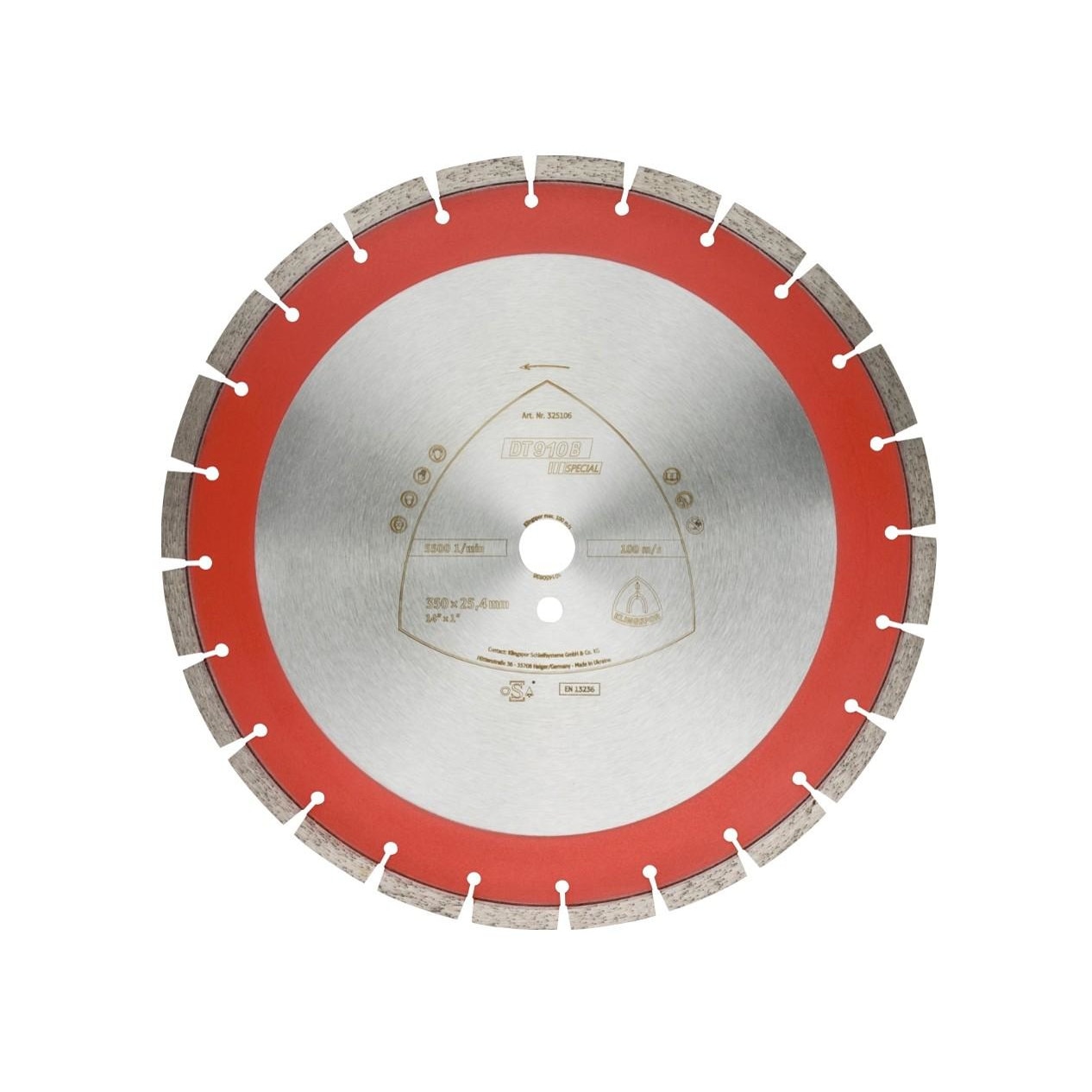 Disc diamantat segmentat 400X25.4 mm Beton DT910B400