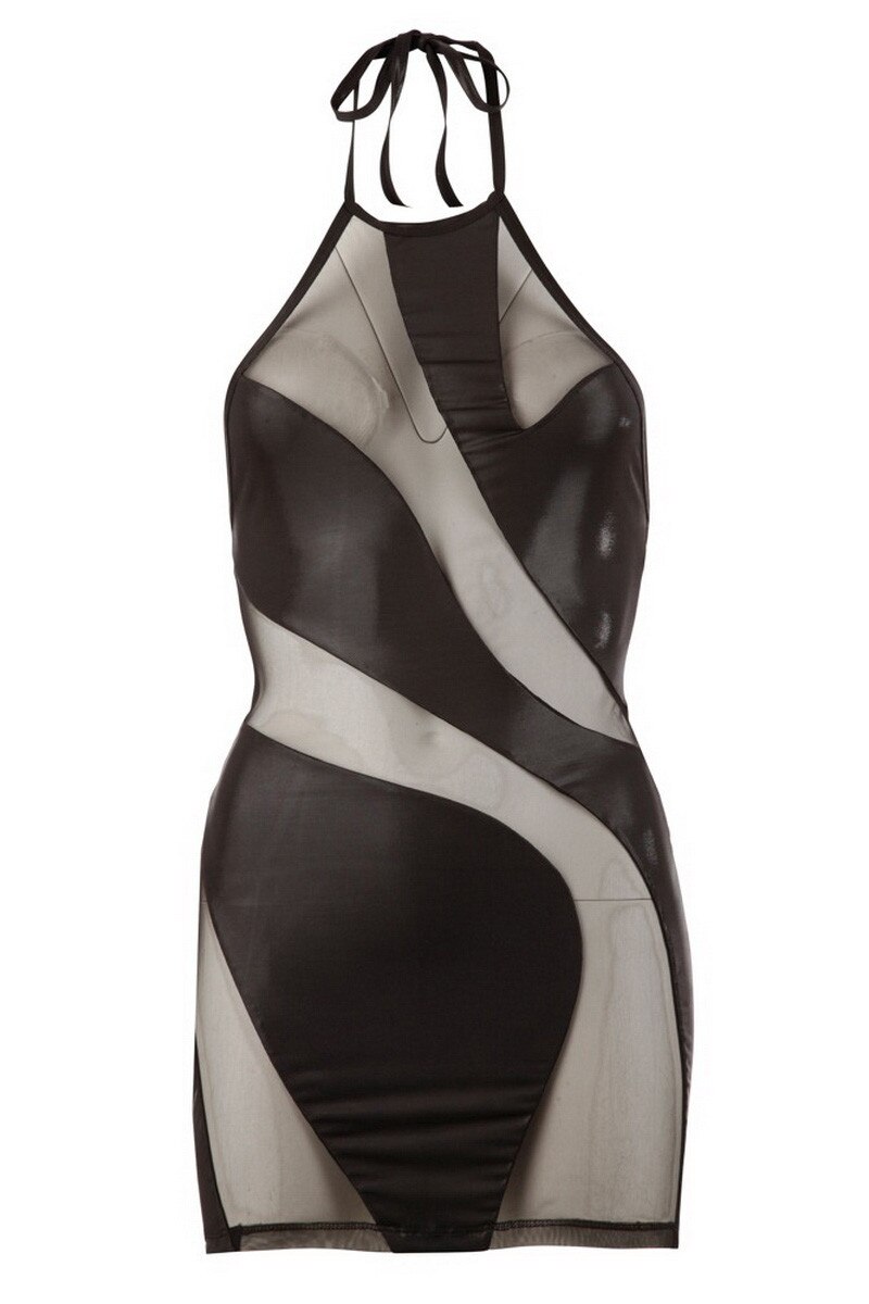 Rochie Red Corner, mini, transparenta, poliamida/elastane, negru, Negru