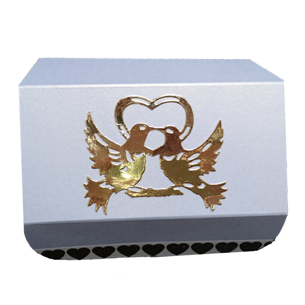 Casuta perlata Dove, IDo, cutie marturii sau cinste, alb perlat, decoratiuni 3D, personalizata