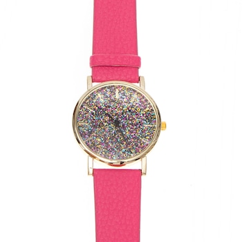 ceas de dama glitter curea fuchsia din piele ecologica si cadran cu sclipici imagen 17_0_
0