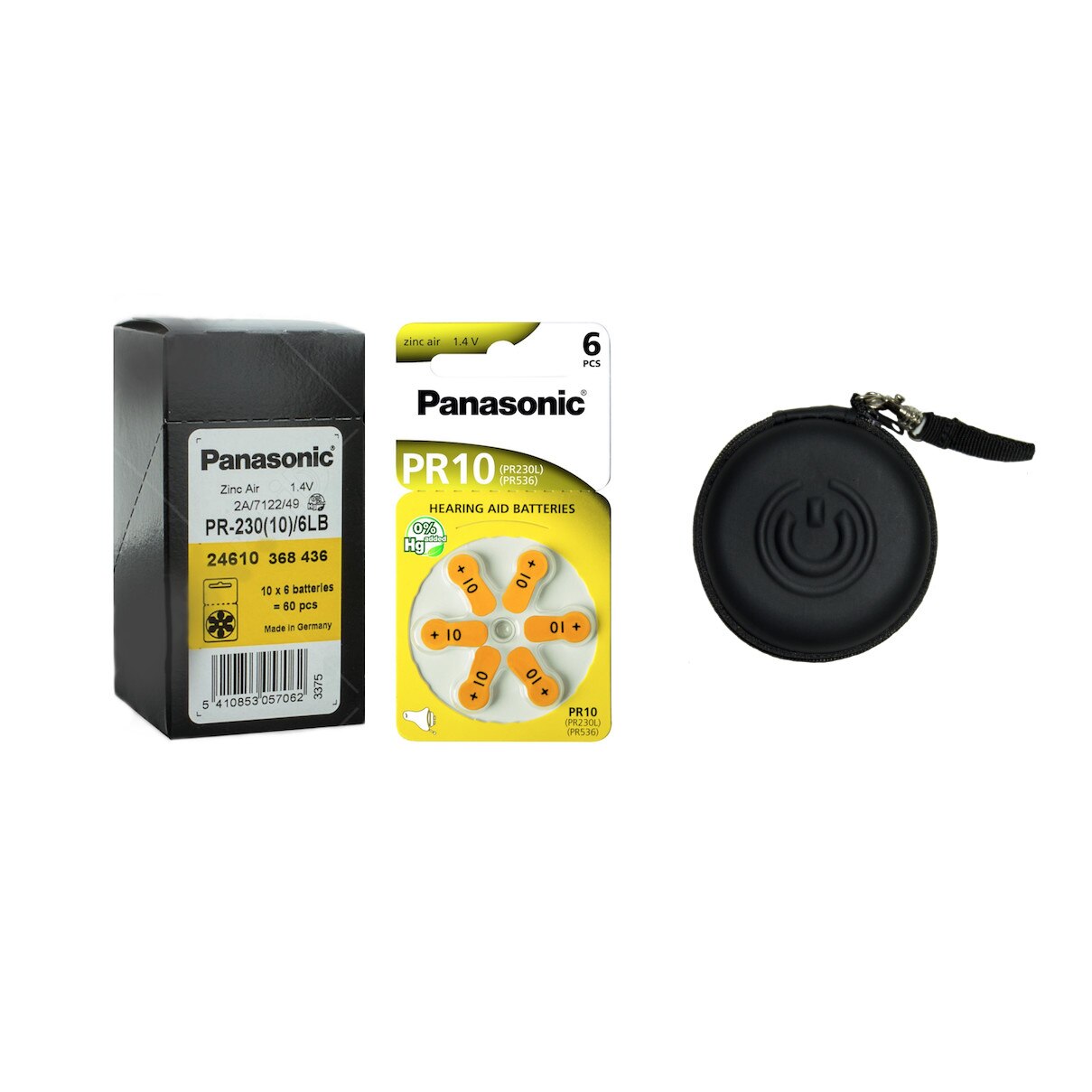 Baterii pentru proteze auditive Panasonic PR10, PR70 10 blistere/60 bucati + Husa pentru aparat auditiv Cadou la fiecare comanda
