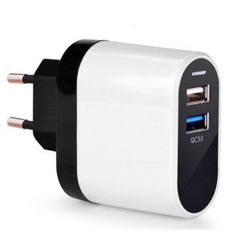 Incarcator priza Avantree PowerTrek, 1 x QC 3.0 port 3.6-6.5V/3A, 6.5-9V/2A, 9-12V/1.5A plus 1 x USB port 5V/1.5A, Alb / Negru Incarcator priza Avantree PowerTrek, 1 x QC 3.0 port 3.6-6.5V/3A, 6.5-9V/2A, 9-12V/1.5A plus 1 x USB port 5V/1.5A, Alb / Negru