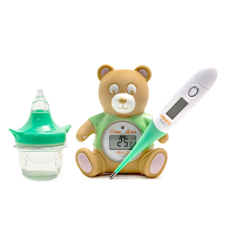 Комплект за грижа за новородено Vital Baby "Health & Safety Kit" с дигитален термометър за стая и баня, термометър за температура и аспиратор за нос