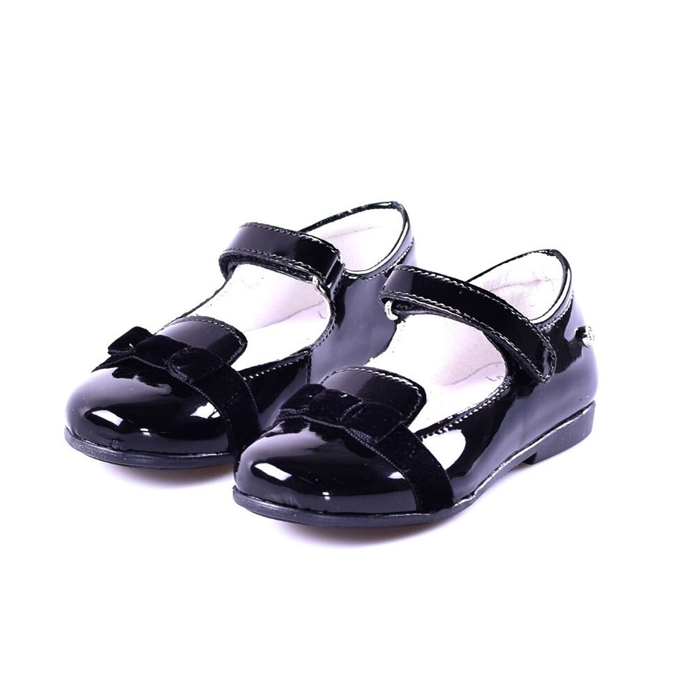 Pantofi lacuiti Melania cu fundita catifelata, Negru, 26 EU