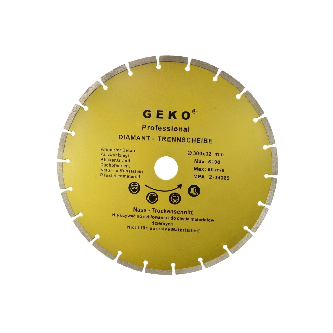 Disc diamantat cu profil segmentat 300x8x32mm, Geko G00254