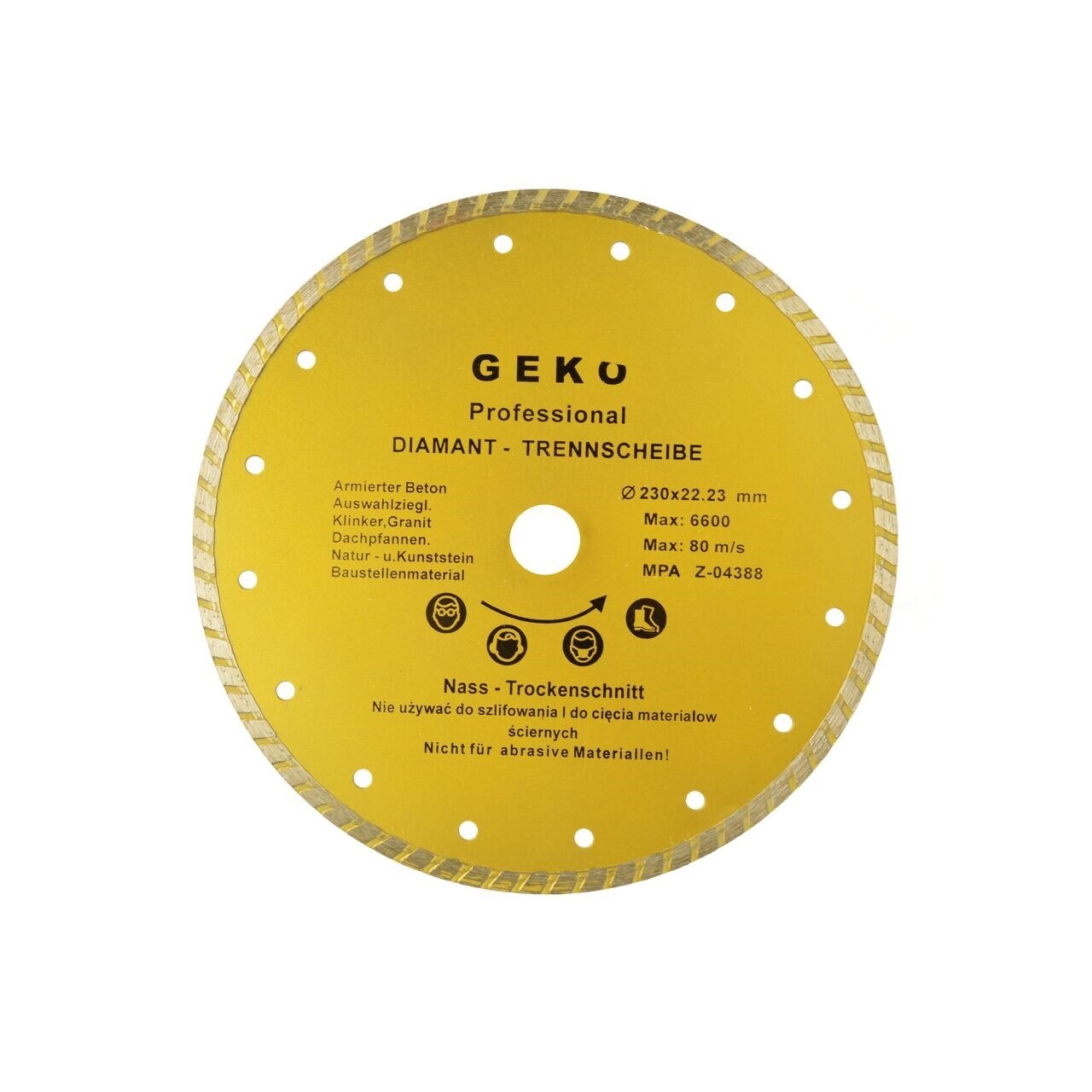 Disc diamantat turbo cu gauri 230mm, Geko G00264