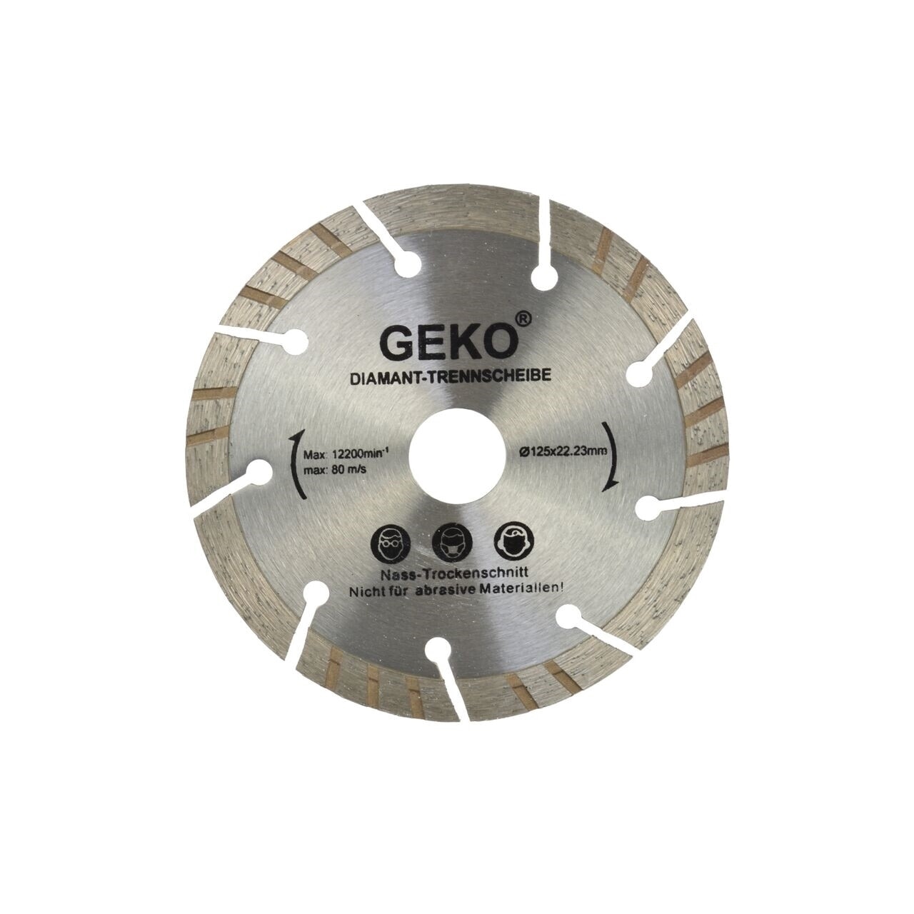 Disc diamantat segmentat 125mm x 22mm argintiu, Geko G00222
