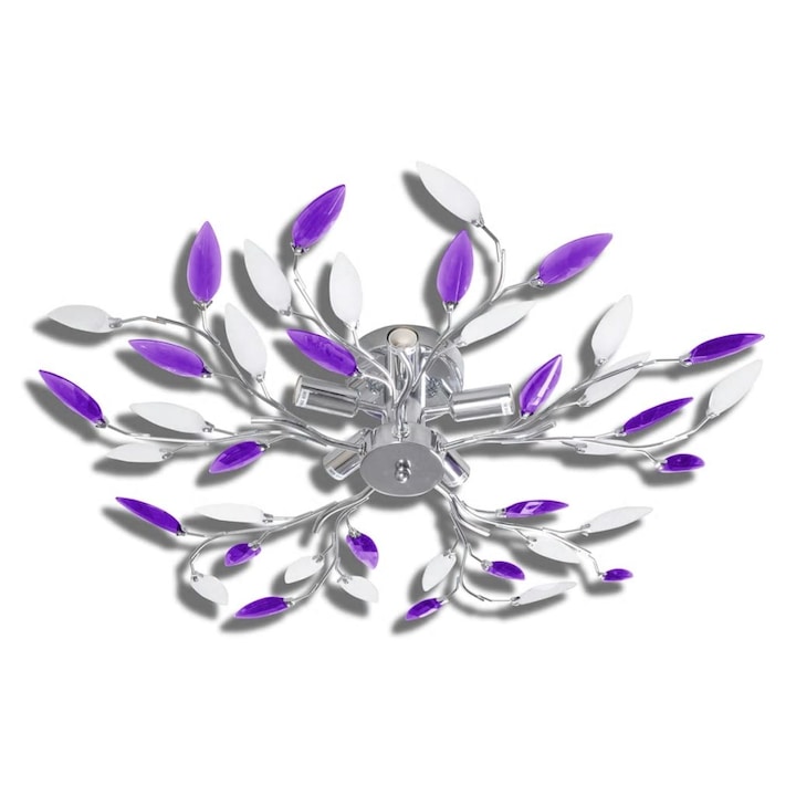 vidaXL lila fehér csillár akril kristály levél karokkal 5 db E14 izzó