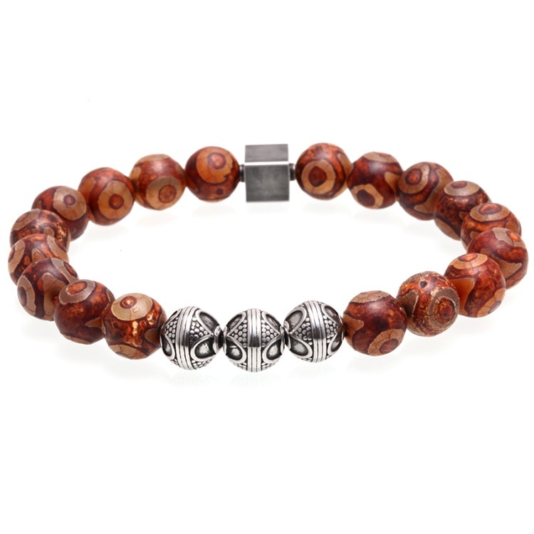 Bratara Brooks Pietre Naturale Agate,Elastica,Wood Print