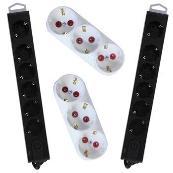 Pachet - 2 x Prelungitor 6 intrari/3 metri cu protectie supraincarcare buton On/Off + 2 x Triplu Stecher Pachet - 2 x Prelungitor 6 intrari/3 metri cu protectie supraincarcare buton On/Off + 2 x Triplu Stecher