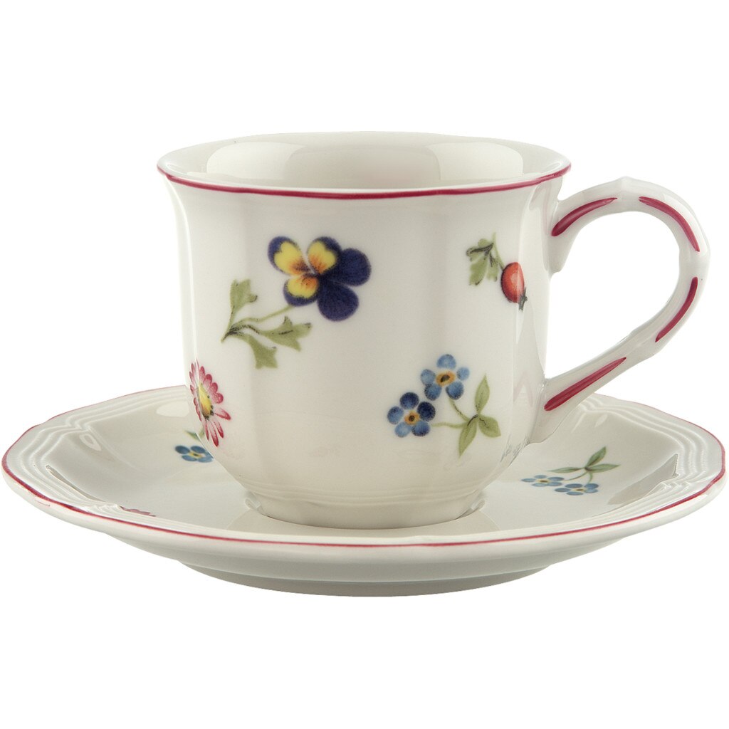 Ceasca espresso cu farfurie Villeroy&Boch Petite Fleur, portelan premium, floral 13 cm
