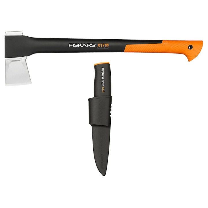 Комплект Fiskars: Брадва за цепене X17 - M + Универсален нож K40